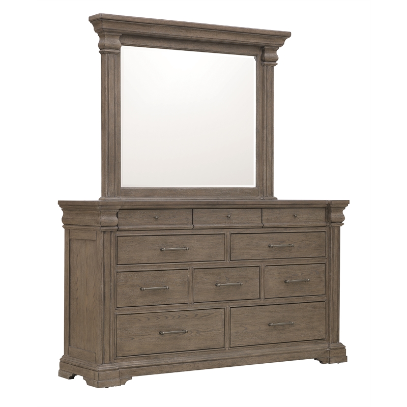 Madison Ridge Brown Wood-Framed Dresser Mirror by Pulaski Furniture