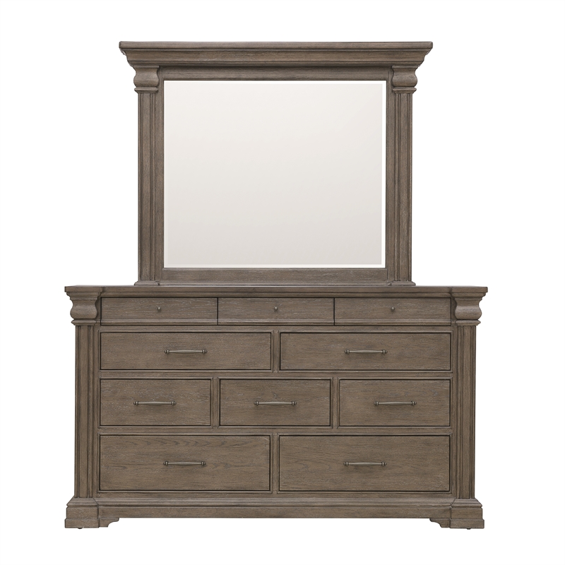 Madison Ridge Brown Wood-Framed Dresser Mirror by Pulaski Furniture