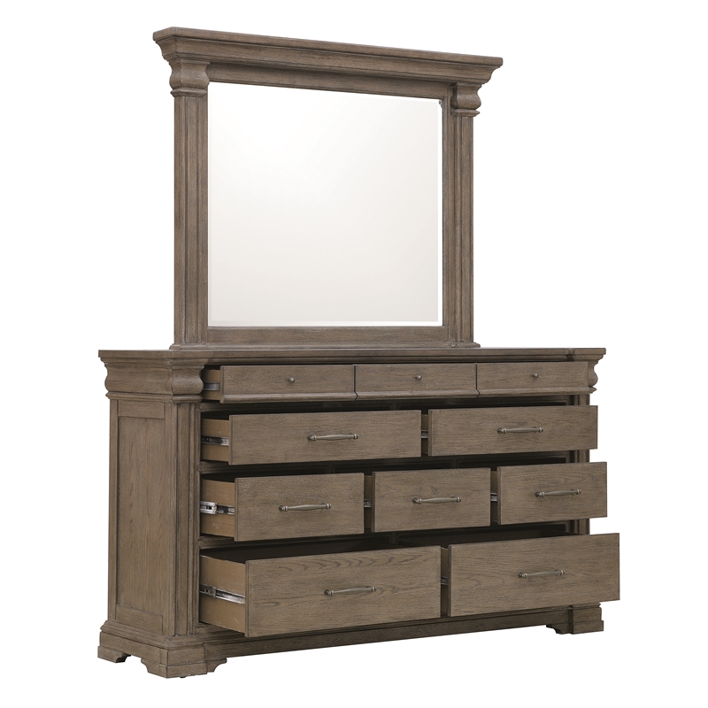 Madison Ridge Brown Wood-Framed Dresser Mirror by Pulaski Furniture