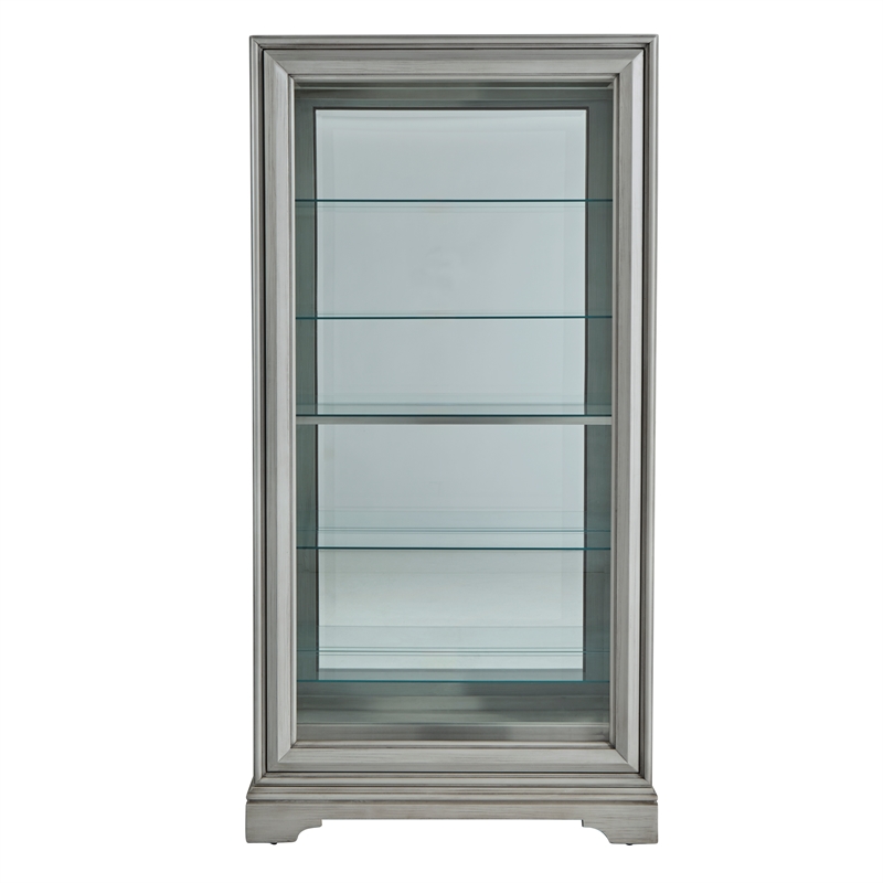 Traditional Sliding Door Curio in Gray Wood Finish by Pulaski Furniture