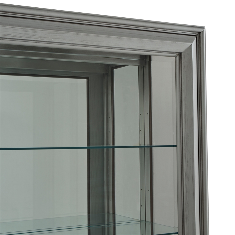 Traditional Sliding Door Curio in Gray Wood Finish by Pulaski Furniture