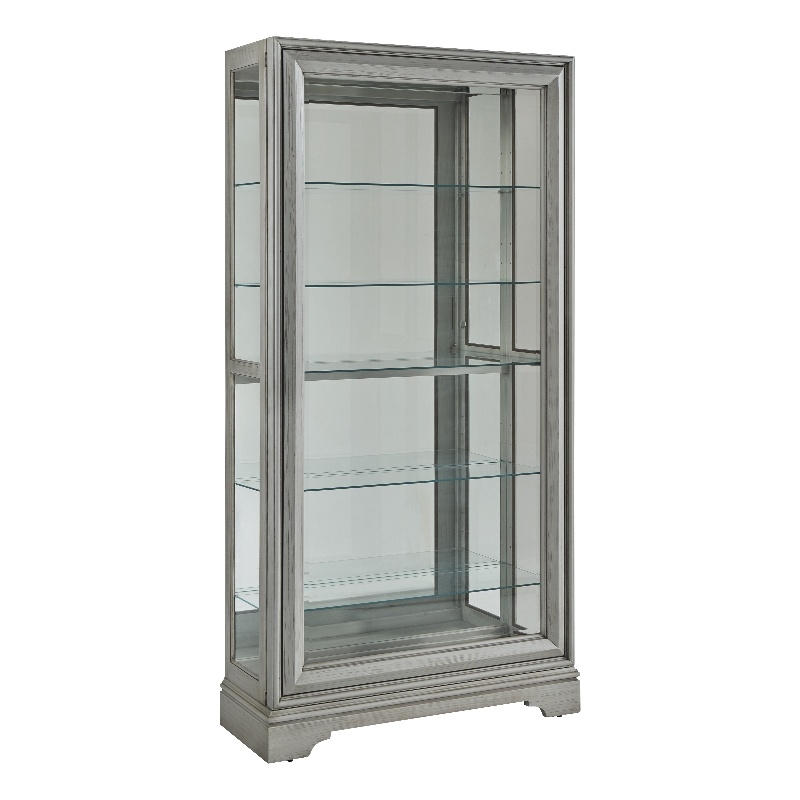 Traditional Sliding Door Curio in Gray Wood Finish by Pulaski Furniture