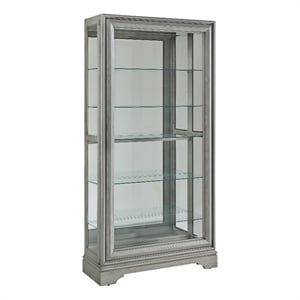 Traditional Sliding Door Curio in Gray Wood Finish by Pulaski Furniture
