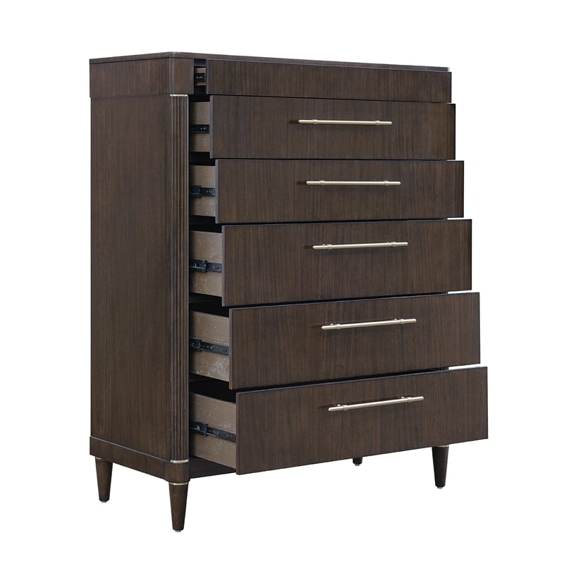 Asher Park 6 Drawer Chest in Piano Brown Wood by Pulaski Furniture