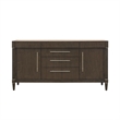Asher Park Glass Top 2 Door Buffet with Storage Drawers in Brown Wood