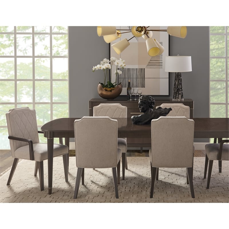 Asher Park Glass Top 2 Door Buffet with Storage Drawers in Brown Wood