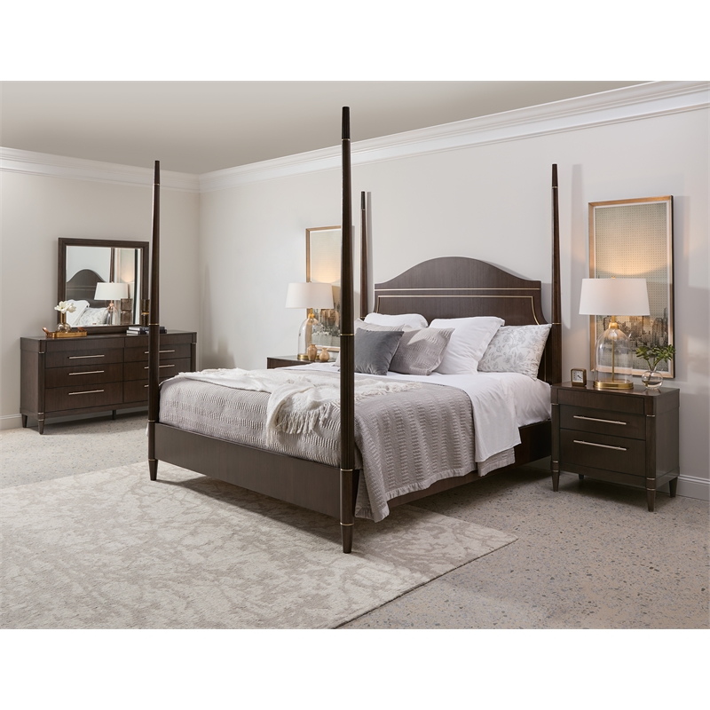 Asher Park Queen Poster Poster Bed in Piano Brown Wood by Pulaski Furniture