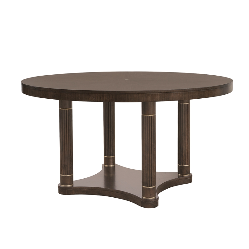 Asher Park Round Dining Table in Piano Brown Wood by Pulaski Furniture