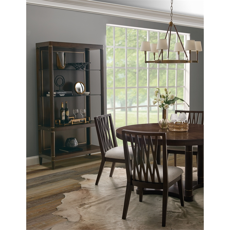 Asher Park Round Dining Table in Piano Brown Wood by Pulaski Furniture