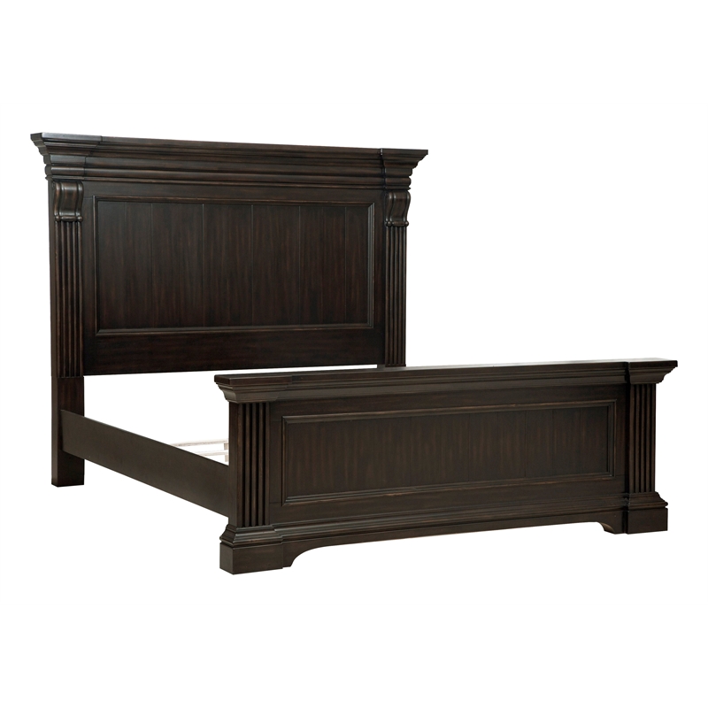 Pulaski Caldwell King Panel Bed in Deep Brown