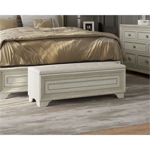 Pulaski Camila Storage Bed Bench in Creamy White