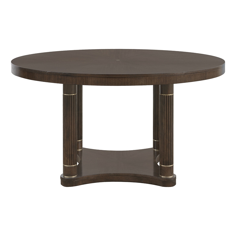 Pulaski Asher Park Round Dining Table in Piano Brown
