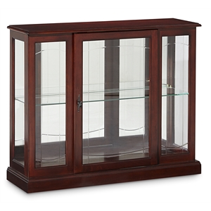 Pulaski Curios Lighted 1 Shelf Console Display Cabinet in Cherry Brown