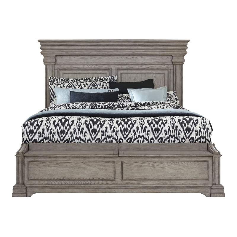 Pulaski Madison Ridge King Panel Bed W/ Blanket Chest Footboard in Taupe