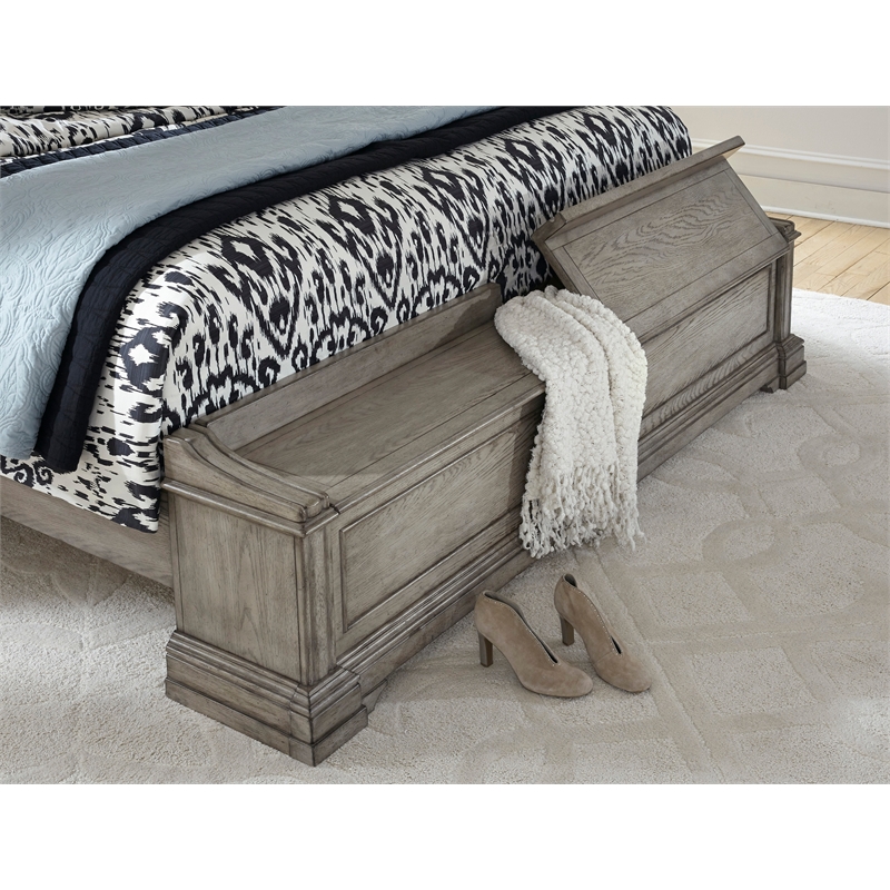 Pulaski Madison Ridge King Panel Bed W/ Blanket Chest Footboard in Taupe
