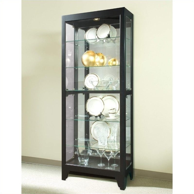 Hardwood Side-Entry 5 Shelf Curio Cabinet in Onyx Black by Pulaski Furniture