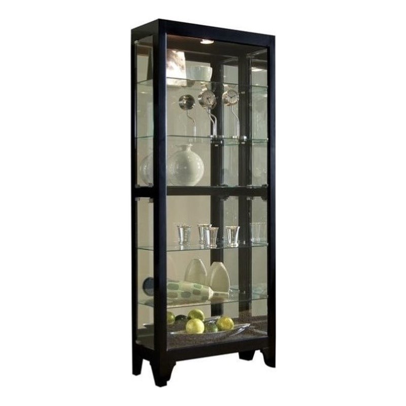 Hardwood Side-Entry 5 Shelf Curio Cabinet in Onyx Black by Pulaski Furniture