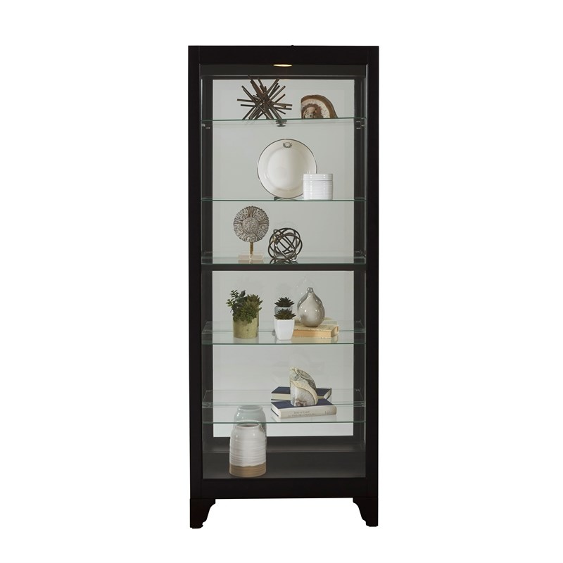 Hardwood Side-Entry 5 Shelf Curio Cabinet in Onyx Black by Pulaski Furniture