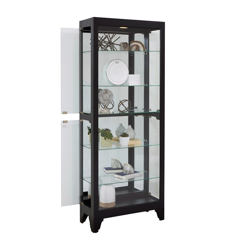 Hardwood Side-Entry 5 Shelf Curio Cabinet in Onyx Black by Pulaski Furniture