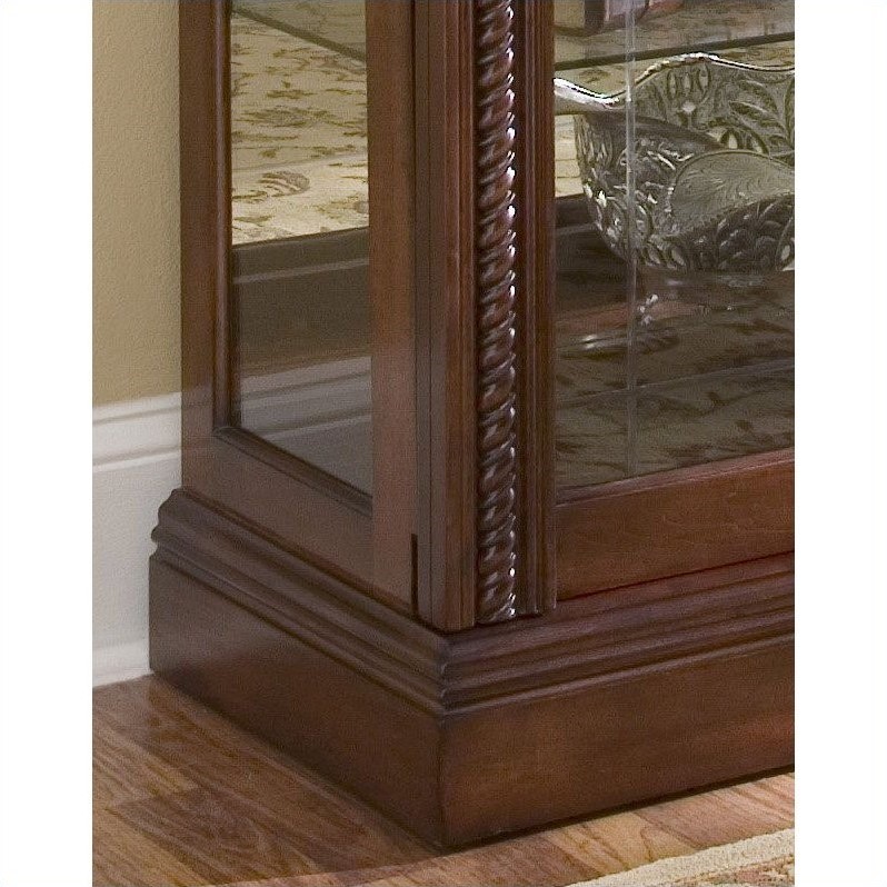 Hardwood Sliding Glass Door Curio Cabinet in Cherry Brown by Pulaski Furniture