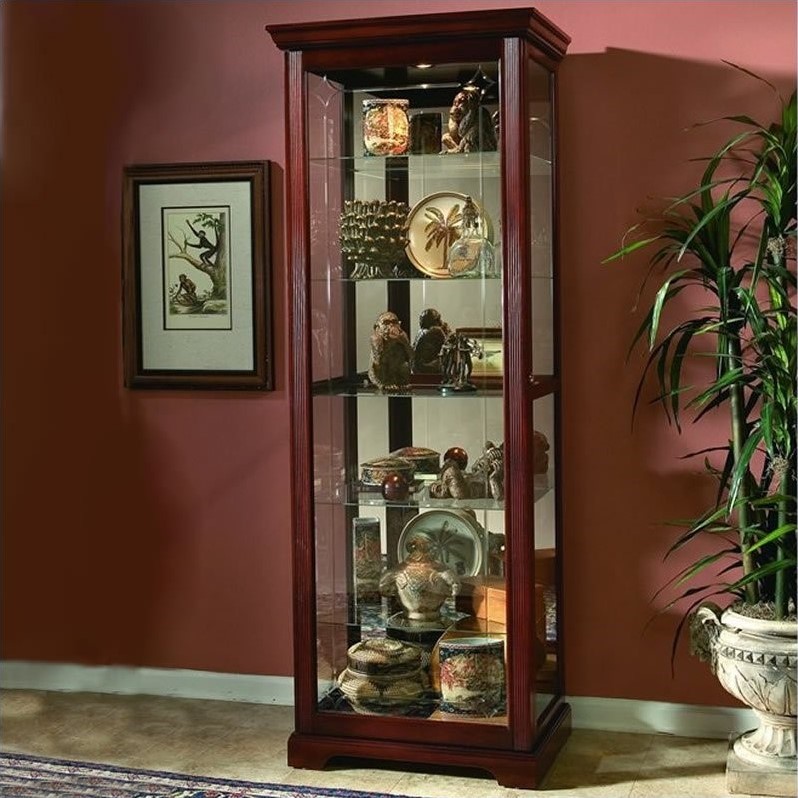 Hardwood Mirrored Curio Cabinet in Victorian Cherry Finish by Pulaski Furniture