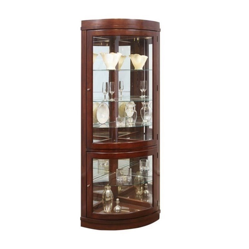 Pulaski Curved Glass Curio Cabinet, Oak Curio Cabinet With Curved Glass