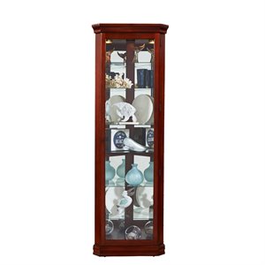 pulaski curios 8 shelf corner cabinet in victorian cherry