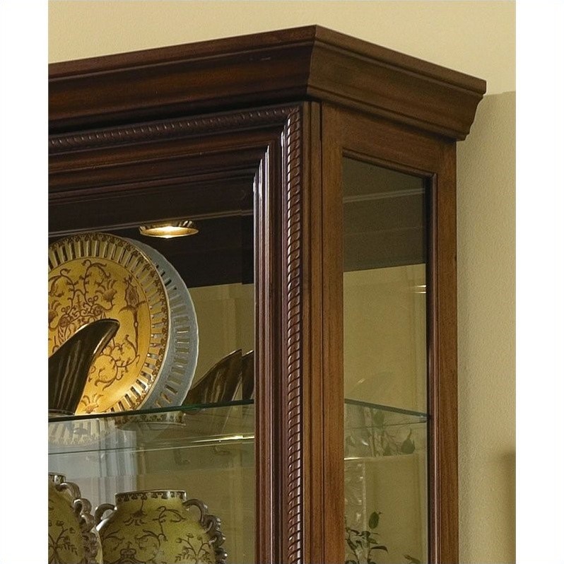 Poplar Wood Sliding-Door Curio in a Rich Brown Finish by Pulaski Furniture