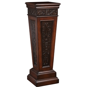 pulaski faux metal inlay accent pedestal in nugget brown finish