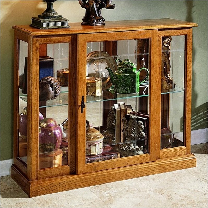 Pulaski Golden Oak III Console Curio Display Cabinet - 6715