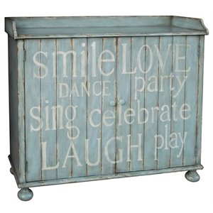 Pulaski Painted Words Wine Cabinet in Distressed Blue