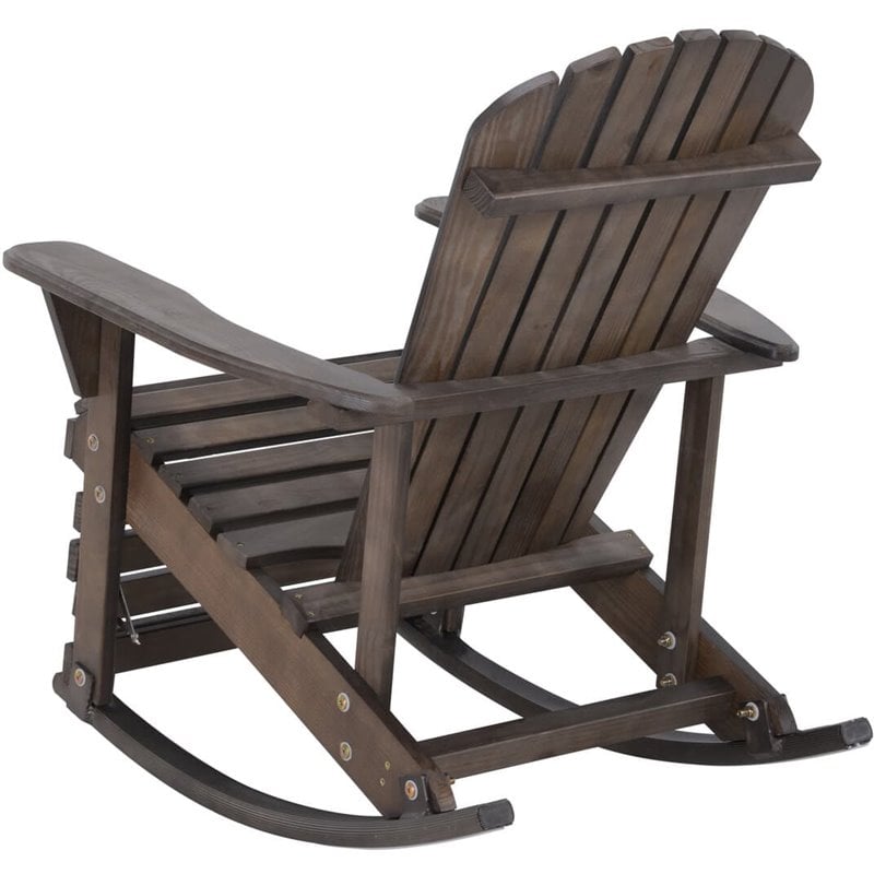 W Unlimited Zero Gravity Wooden Patio Adirondack Rocker In Dark Brown   2235125 2 L 