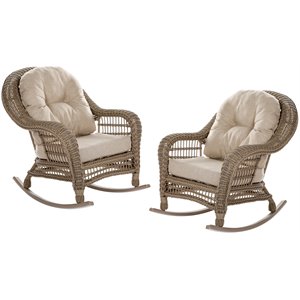 w unlimited home saturn wicker rattan garden patio rocking chair in light brown
