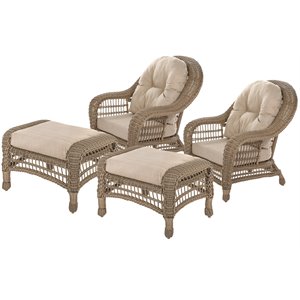 w unlimited home saturn 4 piece garden rattan patio chair and ottoman set