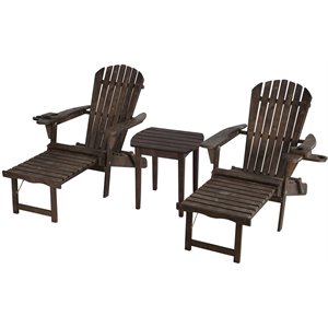 w unlimited oceanic 3 piece wooden foldable patio adirondack chaise lounge set