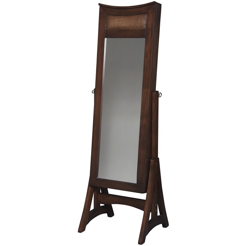W Unlimited Classic Long Wooden Jewelry Cheval Mirror Cabinet Armoire in Brown