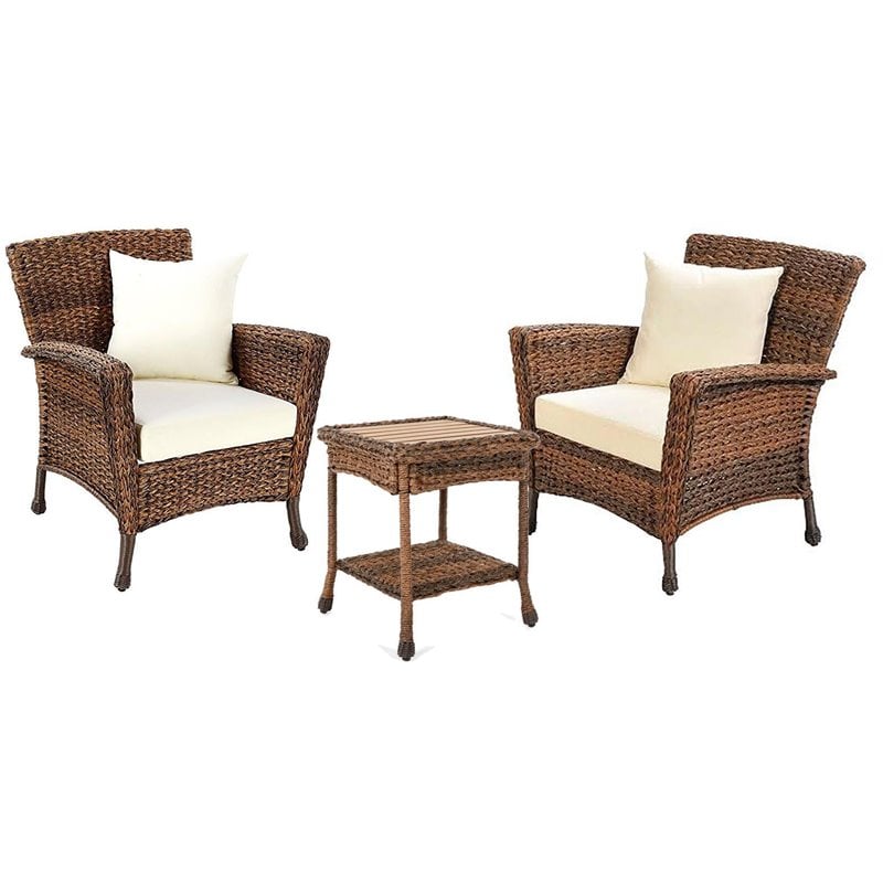 W Unlimited Home 3 Piece Faux Sea Grass Garden Patio Conversation Set ...