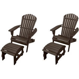 w unlimited oceanic 4 piece wooden adirondack chair and ottoman set