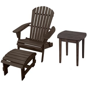 w unlimited oceanic 3 piece wooden patio adirondack chair set