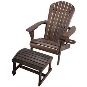 w unlimited earth wooden patio adirondack chair with ottoman in dark brown