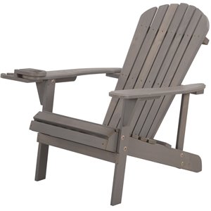w unlimited earth wooden patio adirondack chair with cup holder in dark gray