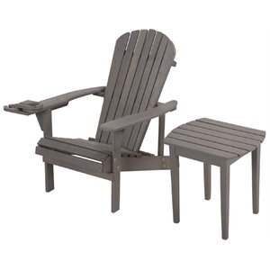 w unlimited earth wooden patio adirondack chair with end table in dark gray