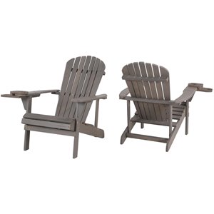 w unlimited earth patio adirondack chair with cup holder in dark gray (set of 2)