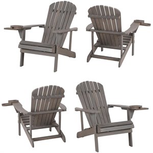 w unlimited earth wooden patio adirondack chair with cup and phone holder (set of 4)