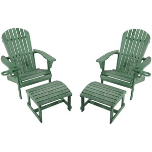 w unlimited earth 4 piece patio adirondack chair with ottoman set in sea green