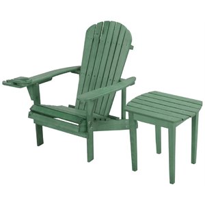 w unlimited earth wooden patio adirondack chair with end table in sea green