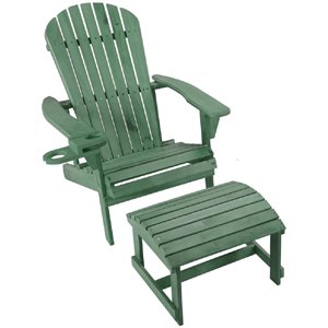 w unlimited earth wooden patio adirondack chair with ottoman in sea green