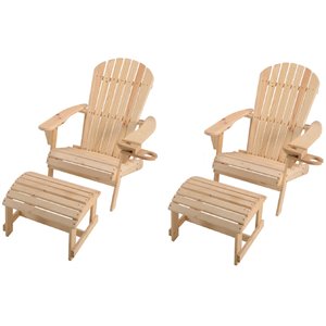 w unlimited earth 4 piece patio adirondack chair with ottoman set in natural
