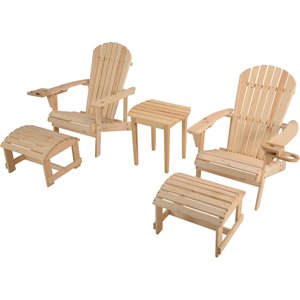 w unlimited earth 5 piece wooden patio adirondack conversation set in natural