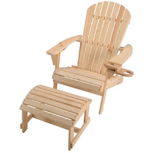 w unlimited earth wooden patio adirondack chair with ottoman in natural